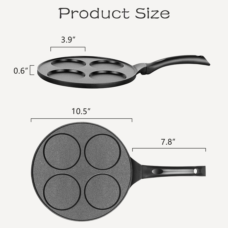 KRETAELY Pancake Pan 4 Cups Pancake Maker Nonstick Pancake Griddle