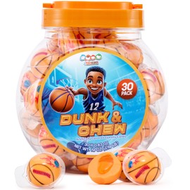 30 Basketball Candy Gummy Balls with Orange Flavored Jelly Filling, Perfect as Basketball Party Favors or Basketball Goodie Bag Fillers, By 4YoreElves