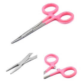 OdontoMed2011 Self-Locking Hemostat Forceps, Stainless Steel deal for hobby tools, electronics, fishing Pvc Grip (Pink Straight 5")