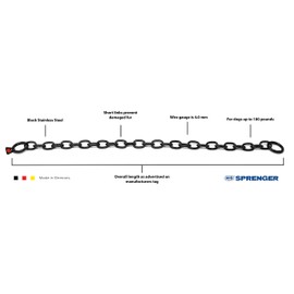 Herm Sprenger Black Stainless Steel Short Link Fur Saver Dog Training Collar No-Pull Slip Chain for Small Medium Large Dogs for Easy Control Made in Germany