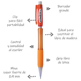 Pentel Cometz Automatic Pencil, 0.9mm, Orange Barrel, Box of 12 (AX119F)