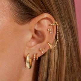 Huggie Hoop Earrings for Women, Small Gold Hoops with 14K Real Gold Plated, Hypoallergenic Earrings Trendy Jewelry