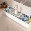 Oriental Blue Turkish Carpet Pattern Sink Faucet Absorbing Mat Sink