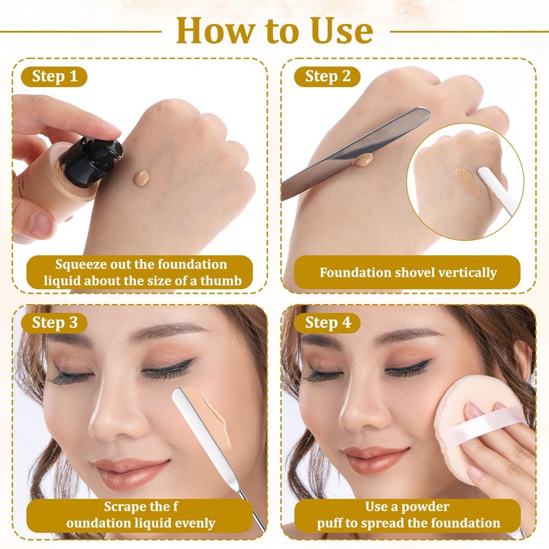 LIQWEI 3 Pcs Makeup Spatula Foundation Spatula, Stainless Steel Facial