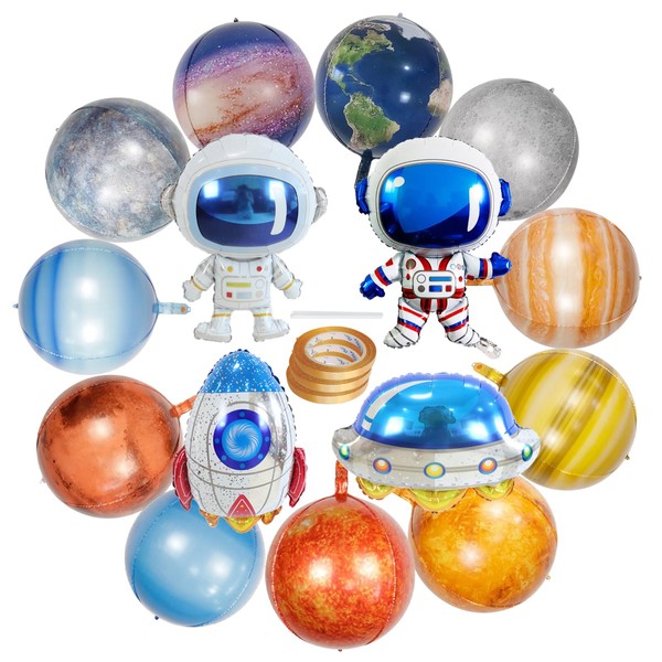 16 Pcs Galaxy Space Balloons,Space Themed Party Decorations,Solar Eclipse Balloons