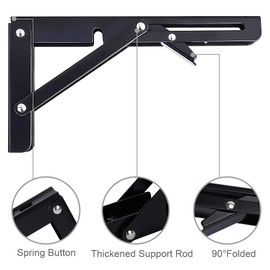 Folding Shelf Brackets 12Inch, 2pcs Folding Table Brackets Drop Leaf Supports,Wall Mounted Shelf Brackets Support,Foldable & Space-Saving, Load Capacity: 60kg / 132lbs