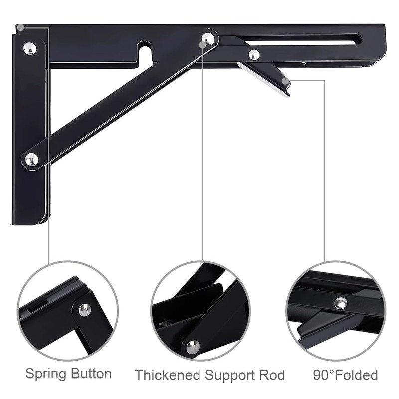 Folding Shelf Brackets 12Inch, 2pcs Folding Table Brackets Drop Leaf