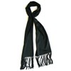 Royal Silk Long Black Fringed Satin Silk Scarf 14” x