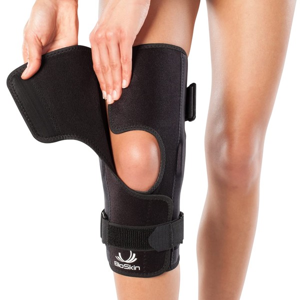 BIOSKIN Wraparound Compression Knee Brace For Knee Pain, ACL & MCL Injuries, Meniscus Tear, Arthritis Pain And Support, Hinged Knee Brace, Sprains, For Women & Men