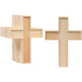 12 Pack Unfinished Wooden Cross Cutouts for Church, Sunday School Crafts, DIY Home Wall Decor (8.9 x 6.5 in)