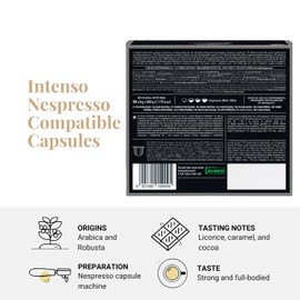 Caffe Vergnano Medium Roast Espresso Compatible Capsules - Single-Serve Arabica Robusta Espresso Coffee, Italian Coffee Espresso Pods For Nespresso Coffee Machines, Intensity 8/10 - Intenso, 100 Ct