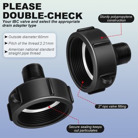 Zonon 2 Pieces 275 330 IBC Tote Tank Adapter Garden Hose Drain Plug Connector Coarse Garden Hose Connector Water Tank Hose Male Adapter for Garden Hose IBC Water Tank Connection, 2 Inch to 3/4
