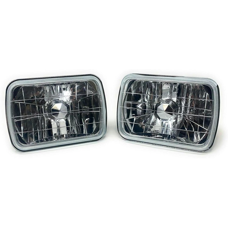 V-Spec H6054 7X6 Chrome Housing Diamond Cut Headlights Replacement Glass