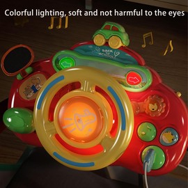 SUQ Children's Steering Wheel Toy, Coupling Car, Moves with Steering Wheel Rotation, Toy Steering Wheel for Car Seat with Sound and Light, Children's Simulated Driving Simulator Car Simulation Toy