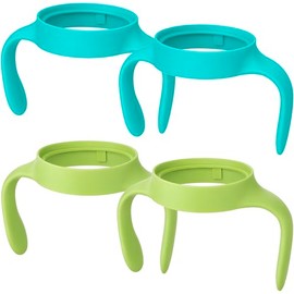CHUBBIEE Baby Bottle Handles Compatible with MAM 5oz, 9oz & 11oz, Ergonomic Grips, BPA-Free PP Trainer Accessories for 4 M+, Blue & Green, 4-Pack