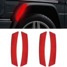4PCS Car Reflective Trim Side Marker Stickers, Anti-Collision Wheel Eyebrow Guard Strip, Safety Warning Auto Door Reflector Guard Tape, Car Exterior Accessories for Side Bumper Fenders (Red-4Pcs)
