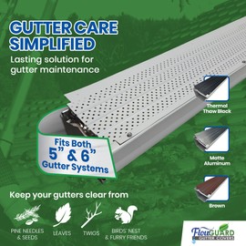 FlowGuard Slip Under Shingle Premium 50-Year Gutter Cover System - White Universal 5 Inch & 6 Inch Aluminum Gutter Guards, 102 Feet - by FlexxPoint, Made in The USA