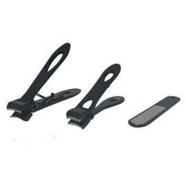 U-KIME Nail Clippers Set for Thick Toenails & Fingernails – 3PCS Heavy Duty Stainless Steel Clippers, Ultra Sharp & Durable (Black)