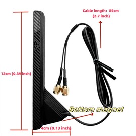 WiFi 6e WiFi 7 Antenna 2T2R WiFi WLAN Antenna Magnetic Base Dual Dual Wireless Antenna for Gigabyte Z790 X670 B650/AORUS X TR50X Series Motherboard Wifi7 (Black)