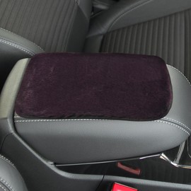 LHDOS Fluffy Car Center Console Cover - Soft Furry Armrest Box Mat Protector Car Armrest Cover Cushion - Universal Armrests Seat Box Cover Pad Middle Console Covers for Most Vehicles (Dark Purple)