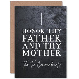 Artery8 Ten Commandments Honor Thy Father and Mother Christian Bible Verse Quote Scripture Typography Sealed Greeting Card Plus Envelope Blank inside