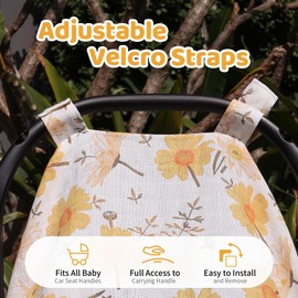 Metplus Muslin Carseat Cover for Babies,Breathable Infant Carseat Cover Lightweight Baby Carrier Cover for Girls Boys, Fit Spring Summer/Hot Days/Warm Weather