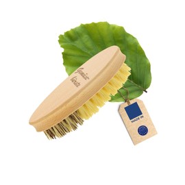 HOFMEISTER® Vegetable Brush, 13.5 cm, High-Quality Natural Bristles in 2 Hardnesses: Real Union and Fibre, for Potatoes, Carrots and Vegetables, Root Brush Made of Beech Wood, Made in EU