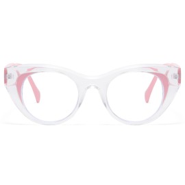 LJCZKA Katzenauge Blaulichtfilter Brille Damen Runde Brille Ohne Stärke Cateye Anti-Müdigkeit für PC, TV und Handy