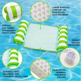 Goldmiky Inflatable Pool Hammock, Floating Lounge, Drifter and Saddle 4 in 1, Premium Water Hammock for Adults for Swimming Parties (Green)