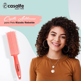 Casalfe Pro Curly Anti Pull Hair Brush for Curly/Rebel Hair Brush with Flexible Picks and Textured Nano Prevents Hair Breakage - Pink