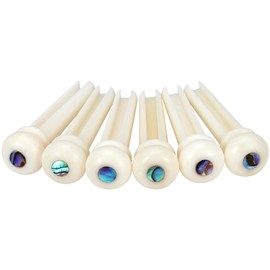 Blisstime 6pcs Guitar Bone Bridge Pins Replacement Parts with Abalone Dot