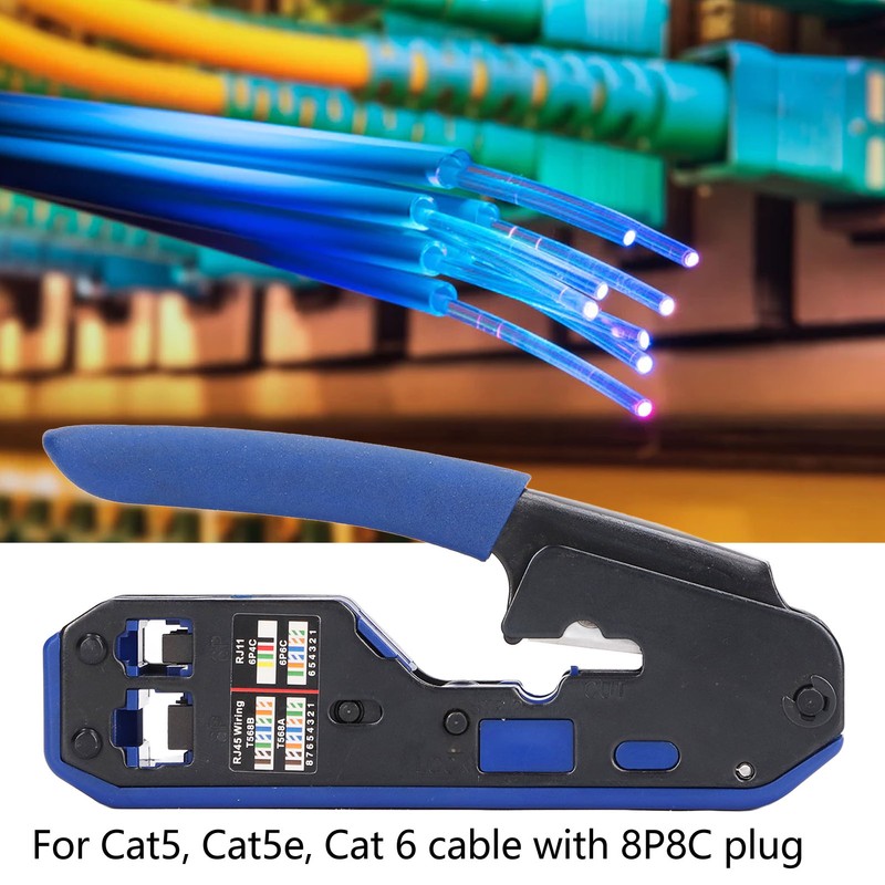 RJ45 Crimping Tool Kit Network Cable Ethernet Jack Pass Through