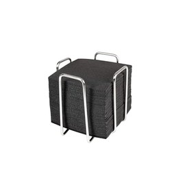 Hostelnovo - Stainless Steel Napkin Holder with 50 Black Cocktail Napkins 10cm x 10cm