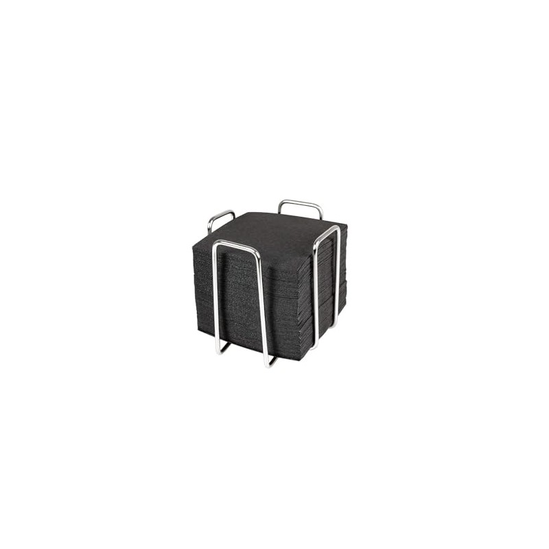 Hostelnovo - Stainless Steel Napkin Holder with 50 Black Cocktail