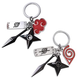 Key Fob Anime Naru 2 Pieces Cartoon Keychain Children Swords Cloud Design Key Ring Pop Figures Metal Men Women Small Students Boys Gift Accessories for Anime Fans, red