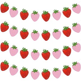 4 Pack Berry First Birthday Decor Strawberry Decorations Berry Garland Strawberry Banner for Strawberry Themed Party Baby Shower Fruit Party Hanging Supplies