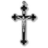Venerare Traditional Latin Cross Pendant with Black Inlay