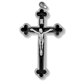 Venerare Traditional Latin Cross Pendant with Black Inlay
