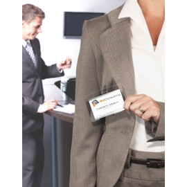 Avery 4823 Plastic Badge Pockets x 20 with Printable Badge Inserts 90 x 60 mm (8 Badges per Sheet x 3 Sheets)