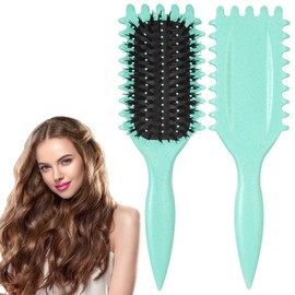Triko Cepillo Definidor de Rizos, Peines para Cabello Rizado, Cepillo para Peinar y Dar Forma a Rizos Hombres y Mujeres, Cerdas de Nailon, Oblongo, Flexible,unisex (Verde).