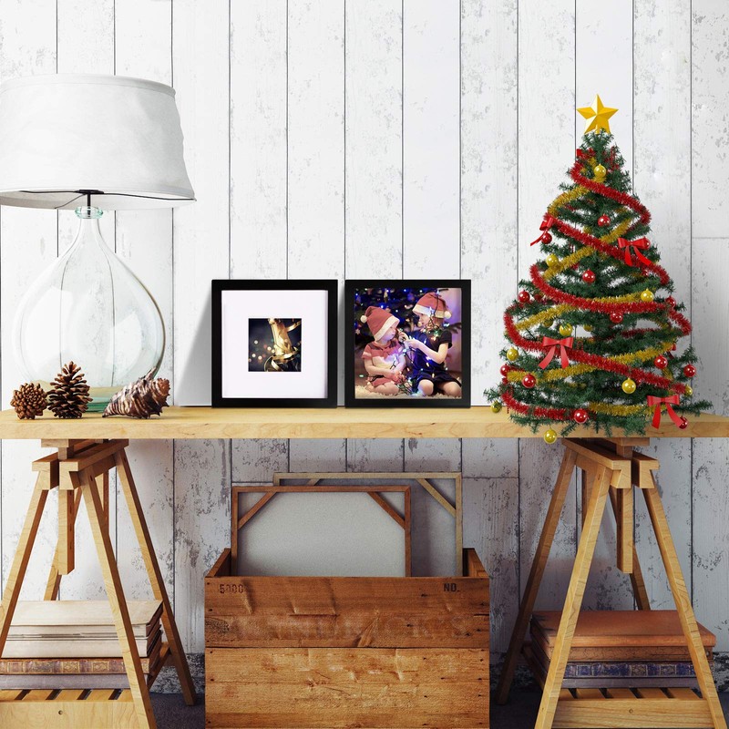 EGOFINE 8x8 Photo Frame, Solid Wood Picture Frame with Acrylic