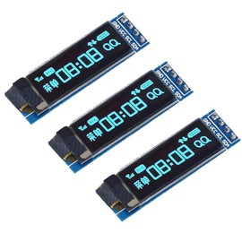 Pack of 3 0.91 Inch OLED LCD Display Module Screen Tiny Module IIC 128 x 32 LCD Display Device Compatible with Arduino and Other Microcontollers, 3.3 V Blue