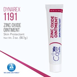 Dynarex 1191 Zinc Oxide Ointment, Soothes, Prevents, White, 2 oz. Tube, Pack of 72