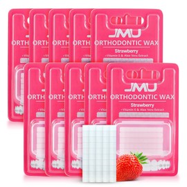 JMU Braces Wax 10 Pack, Orthodontic Wax Pre-cut 500 Wax Dots, Dental Wax Strawberry Flavored