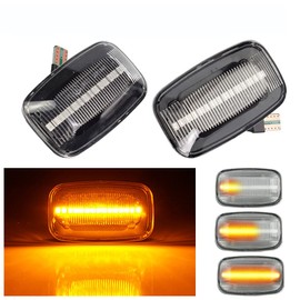 2Pcs Dynamic LED Fender Side Marker Turn Signal Light Side Repeater For Toyota Land Cruiser 70 80 100 Series (White)