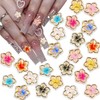 80Pcs Flower Nail Charms Colorful Flower Nail Rhinestone 3D Gradient
