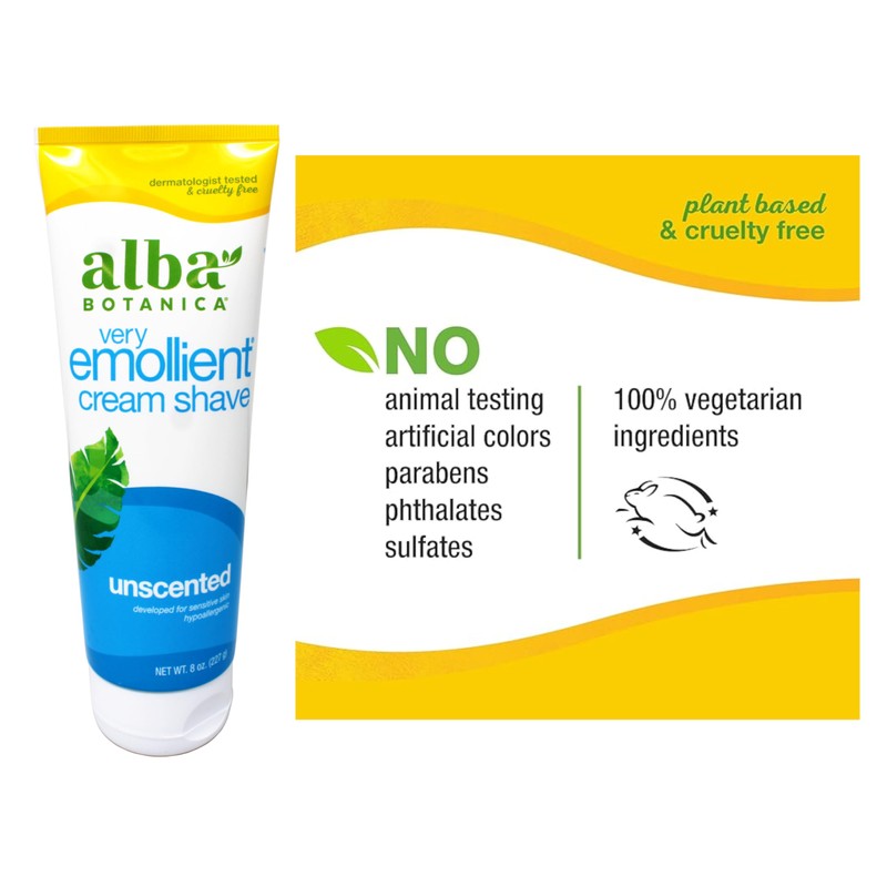 Alba Unscented Moisturizing Shave Cream, 8 Ounce - 6 per