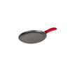Lodge Cast Iron Round Griddle with Red Silicone Hot Handle