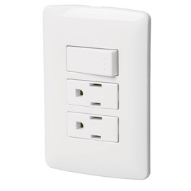 Volteck PA-APCO-I3B, Placa armada 2 contactos e interruptor color blanco línea Italiana