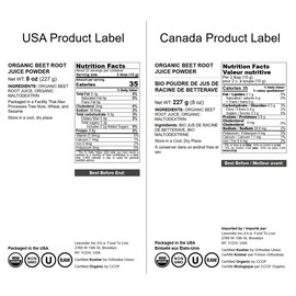 Food to Live Organic Beet Root Juice Powder, 8 Ounces - Non-GMO, Raw, Keto, Vegan, Bulk, Contains Maltodextrin. Nitric Oxide Booster. Perfect for Smoothies, Soup, Hummus